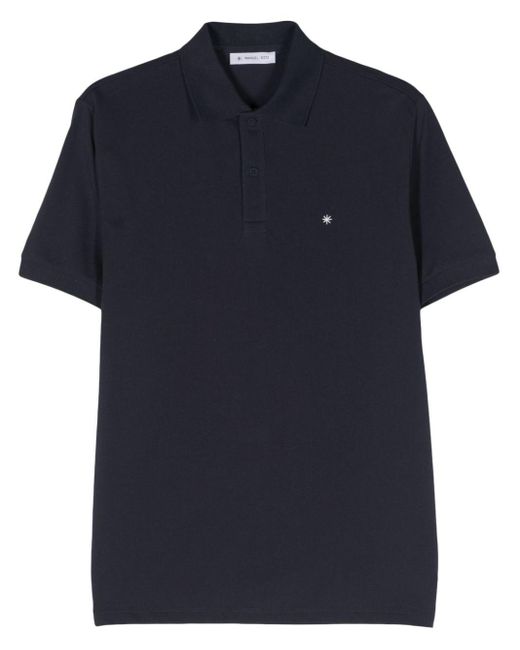 Manuel Ritz Blue Logo-embroidered Piqué Polo Shirt for men