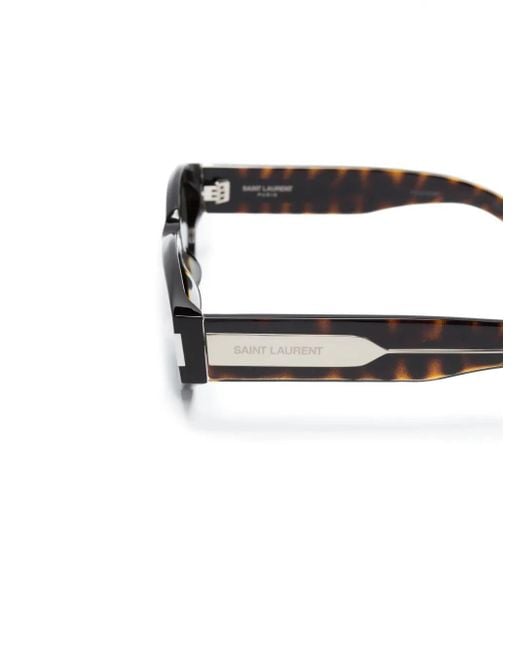 Saint Laurent Gray Tortoiseshell-Effect Oval-Frame Sunglasses