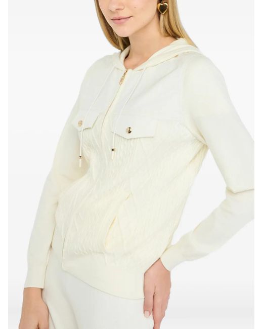 Liu Jo White Cable-Knit Zip-Up Hoodie