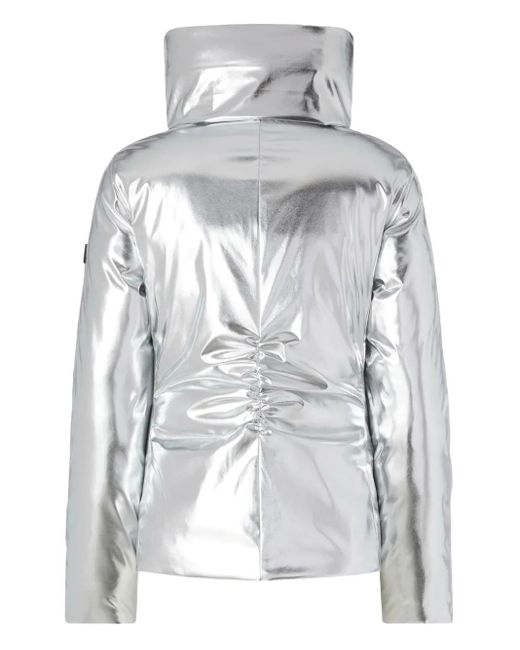 Pinko Gray Metallic High-Neck Jacket