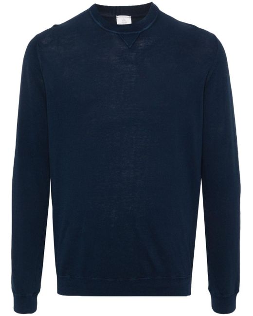 Eleventy Blue Fine-knit Cotton Jumper for men