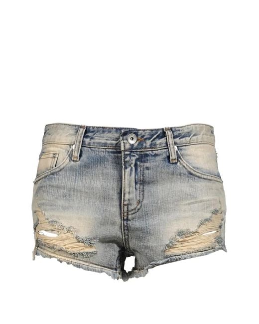 BOHEMSEO Gray Distressed Denim Shorts