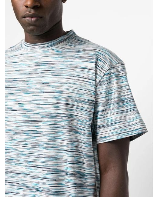 Missoni Blue Round-Neck Striped T-Shirt for men