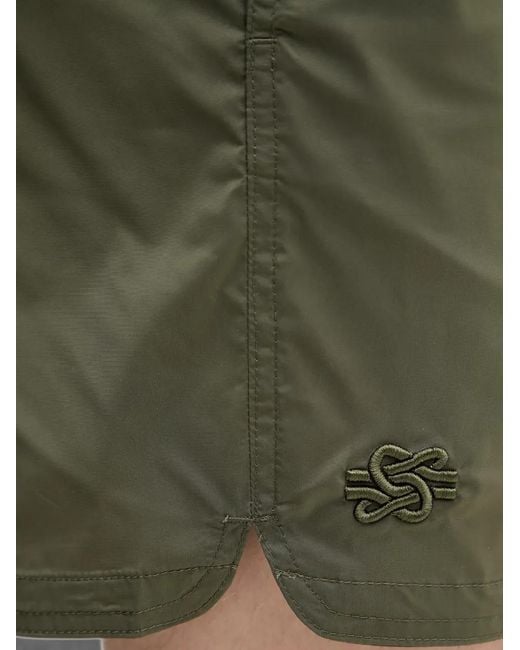 Filling Pieces Green Logo-Embroidered Drawstring Swim Shorts for men