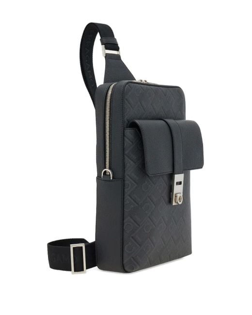 Ferragamo Black Embossed Monogram Belt Bag for men