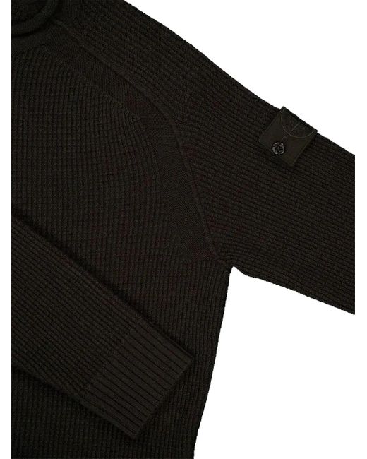 Stone Island Black Waffle-Knit Crew-Neck Sweater for men