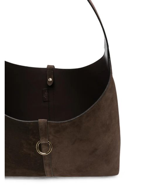 Strathberry Black Suede Bar-Detail Shoulder Bag