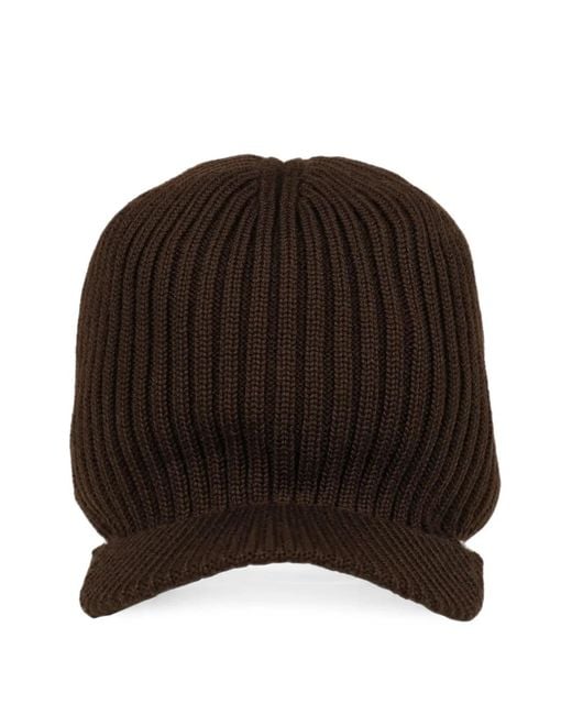 Wales Bonner Brown Ribbed-Knit Peaked-Brim Beanie Hat for men