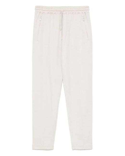 Eleventy White Drawstring Zip-Pocket Track Pants for men