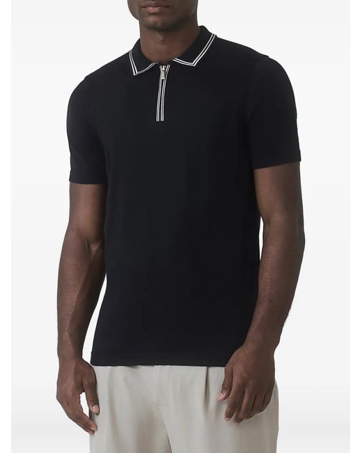 Mauvais Black Zip-Fastening Polo Shirt for men