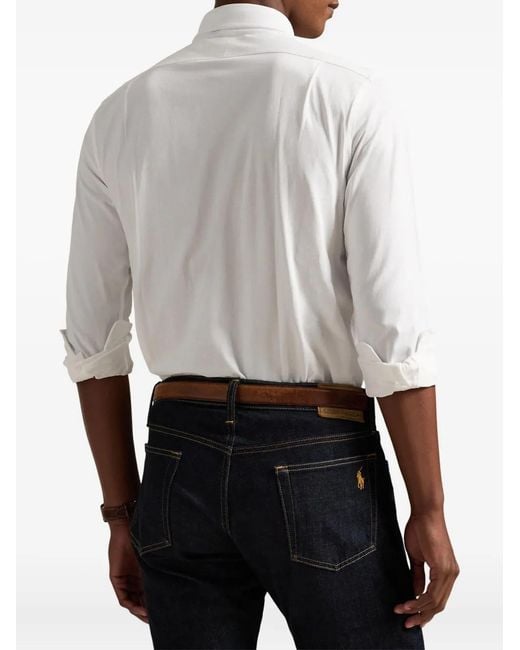 Polo Ralph Lauren White Point-Collar Long-Sleeve Shirt for men