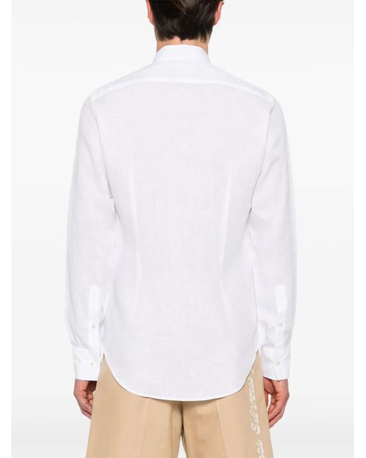 Eleventy White Slub-Texture Linen Shirt for men
