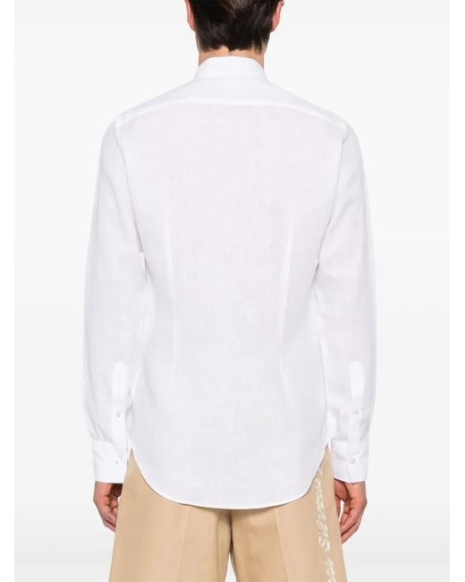 Eleventy White Slub-Texture Linen Shirt for men