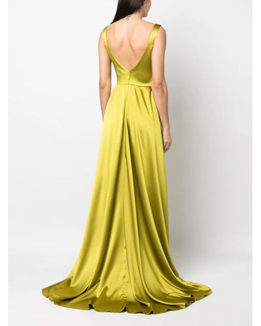 Atu Body Couture Yellow V-Back Satin Gown