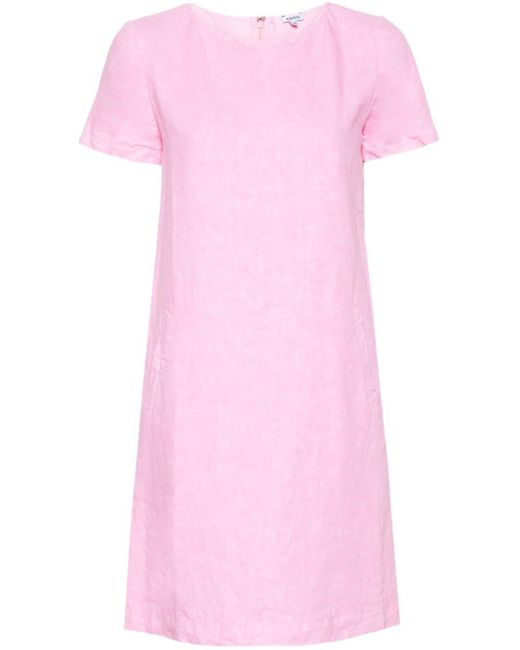 Aspesi Pink Linen Mini T-shirt Dress