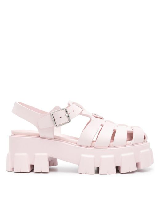 Prada Pink Caged Leather Sandals