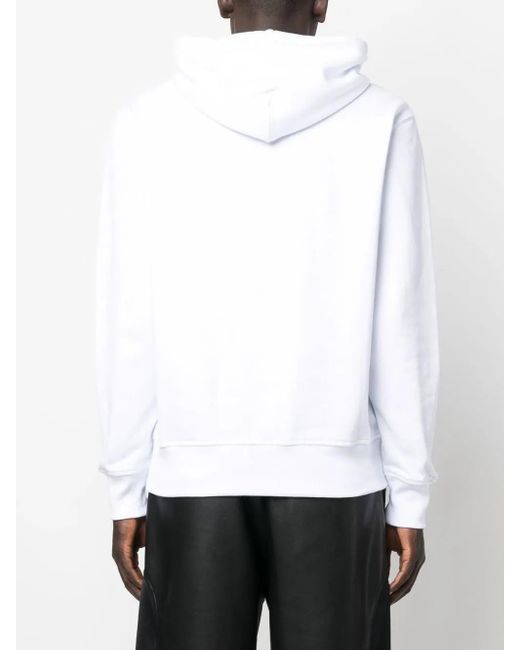 Versace Jeans Couture White Logo-Print Drawstring Hoodie for men