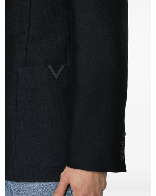 Valentino Garavani Blue V-Detail Single-Breasted Blazer for men