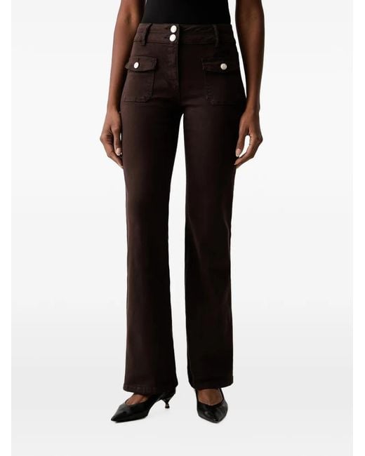 Morgan Black Button-Embellished Flared Jeans