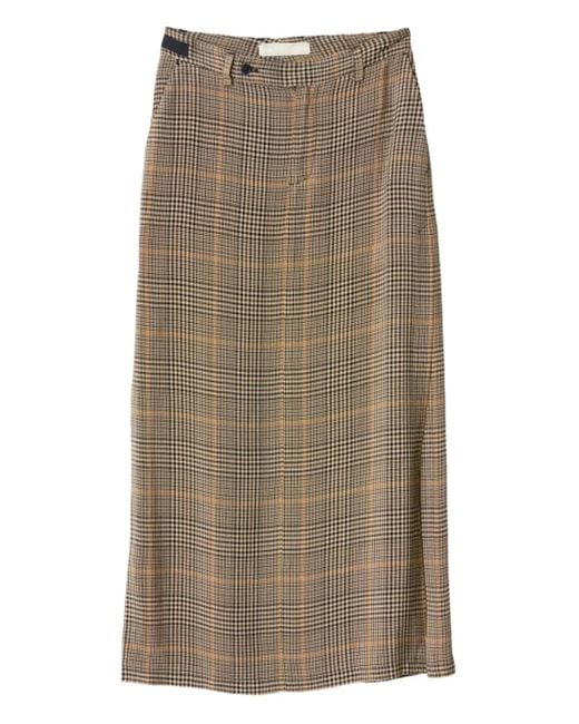 ADNYM Natural Karierter Troy Midirock Mit Gürtel