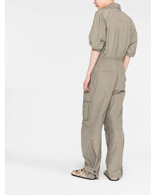 Brunello Cucinelli Natural Zip-Up Cargo Jumpsuit