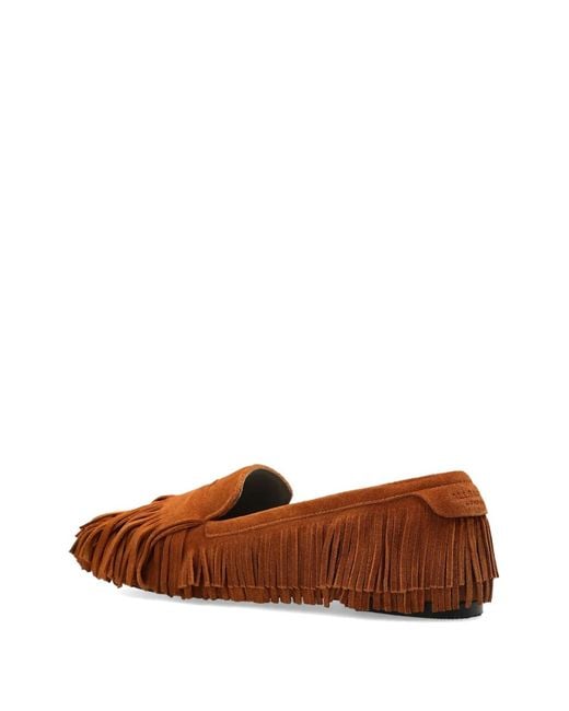 AllSaints Brown Sandy Fringed Suede Loafers
