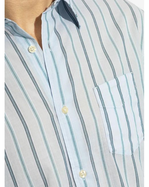 Camicia A Righe di Officine Generale in Blue da Uomo