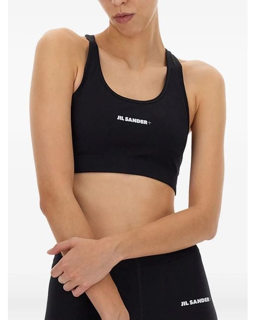 Jil Sander Black Logo-Print Cropped Top