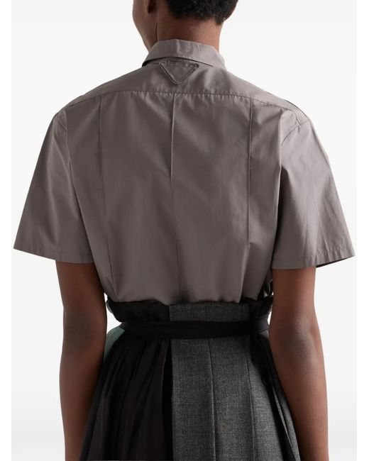 Prada Gray Short-Sleeved Poplin Shirt
