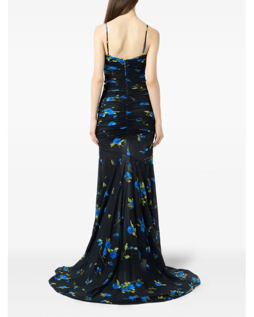 Blumarine Maxi-Jurk Met Bloemenprint in het Blue