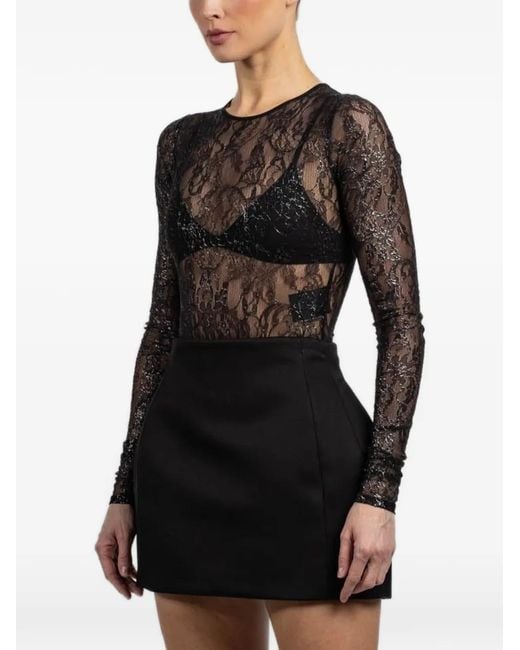 Wardrobe NYC Black Lace Long-Sleeve Bodysuit