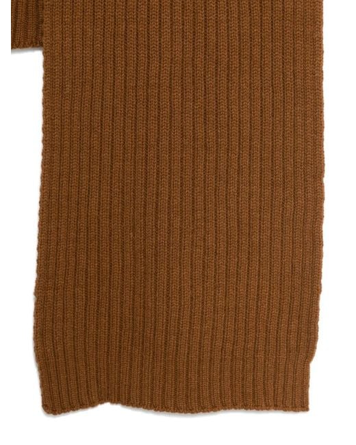 Dell'Oglio Brown Ribbed Scarf for men
