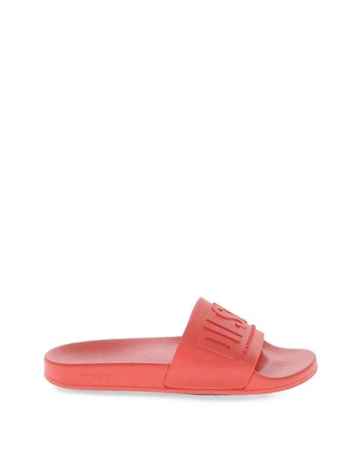 DIESEL Pink Sa-Mayemi Embossed-Logo Slides
