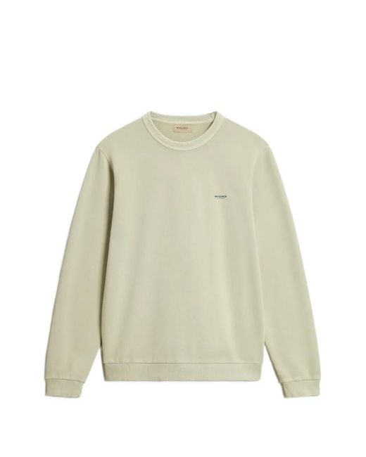 Woolrich White Garment-Dyed Logo-Print Sweater for men