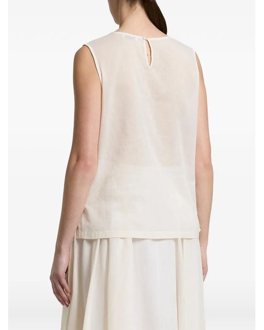 Peserico White Drawstring-Side Layered-Hem Top