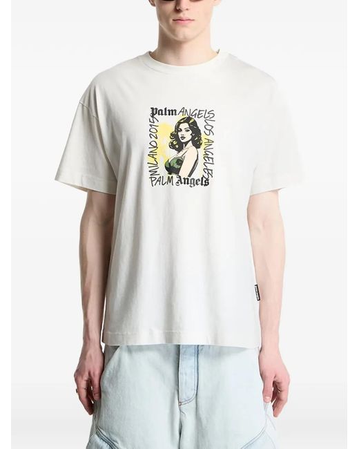 Palm Angels White Graphic-Print T-Shirt