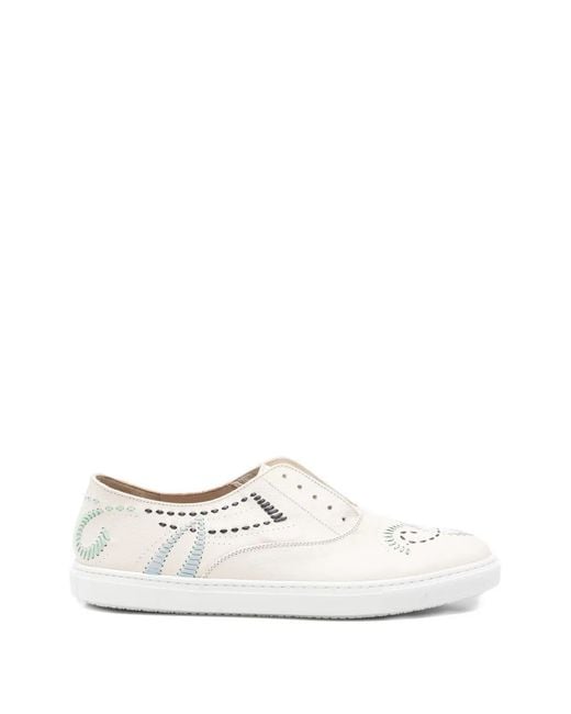 Fratelli Rossetti White Round-Toe Slip-On Sneakers