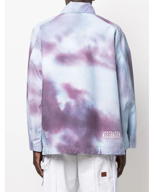 OAMC Blue Tie-Dye Zip-Up Lightweight Jacket for men