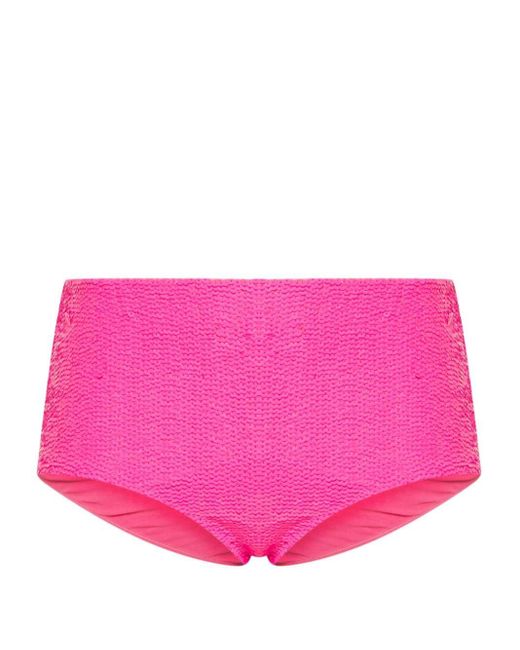 P.A.R.O.S.H. Pink Sequined High-waisted Bikini Bottoms
