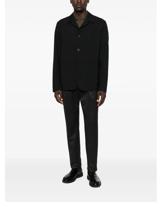 Herno Black Button-Fastening Patch-Pocket Overshirt for men
