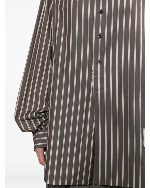 Maison Mihara Yasuhiro Brown Striped Twisted-Detail Shirt