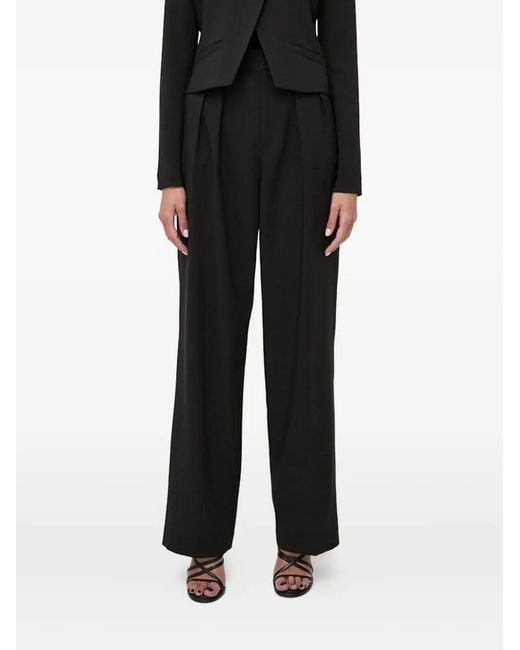 Custommade• Black Pleated Jewel-Embellished Straight Trousers