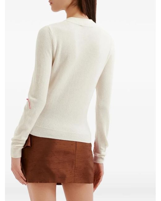 ShuShu/Tong White Bow-Detail Distressed Cardigan