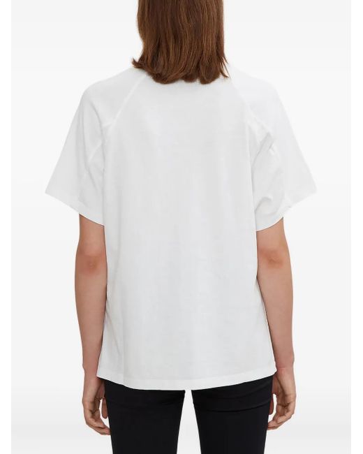 Olivier Theyskens White Ribbed-Neck T-Shirt