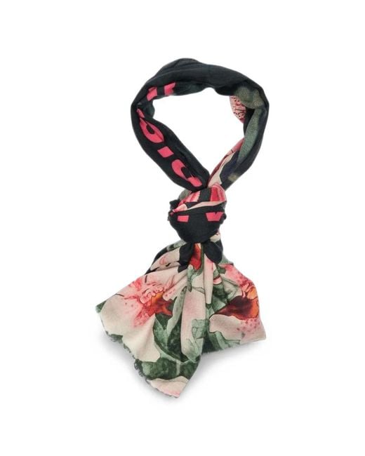 Maharishi Blue Floral-Print Fringed Scarf