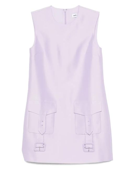 Self-Portrait Purple Short Lilac Taffeta Dress