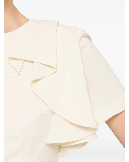 Nissa Natural Ruffled A-Line Dress