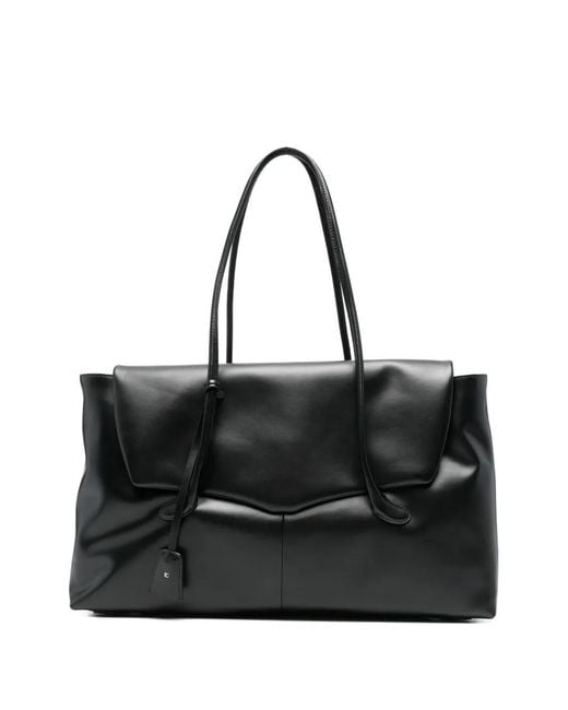 Low Classic Black Haricot Flap Tote Bag
