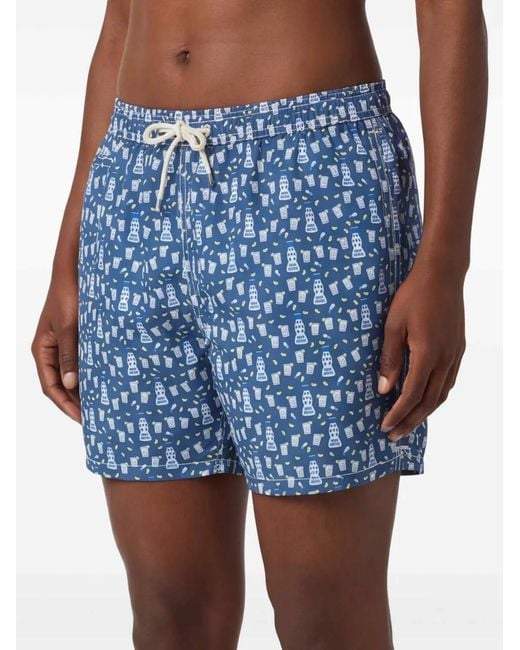 Mc2 Saint Barth Blue Lighting Micro Fantasy Drink-Print Swim Shorts for men