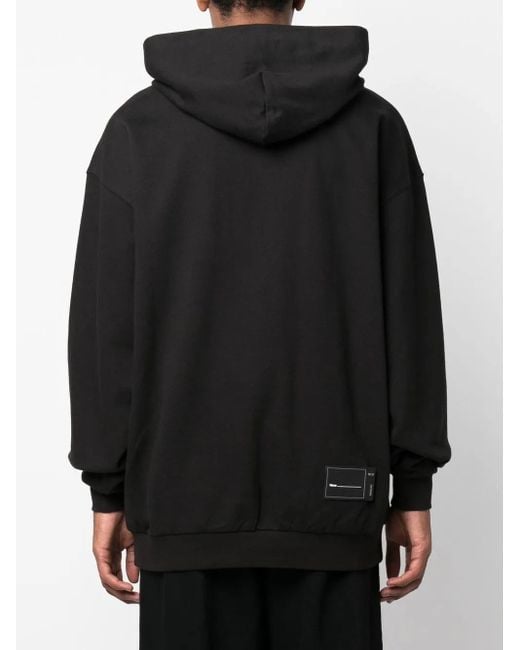we11done Black Logo-Print Cotton Hoodie
